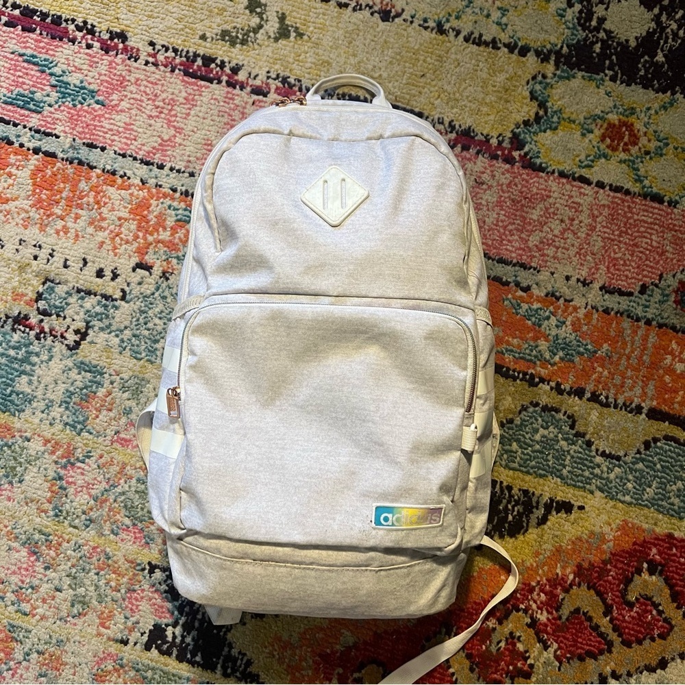 adidas Classic 3S 4 Backpack, Jersey White/White Rainbow, One Size - Picture 1 of 12